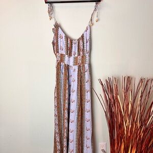 Natural Life Boho wide-leg jumpsuit with blue Accents NWT Medium